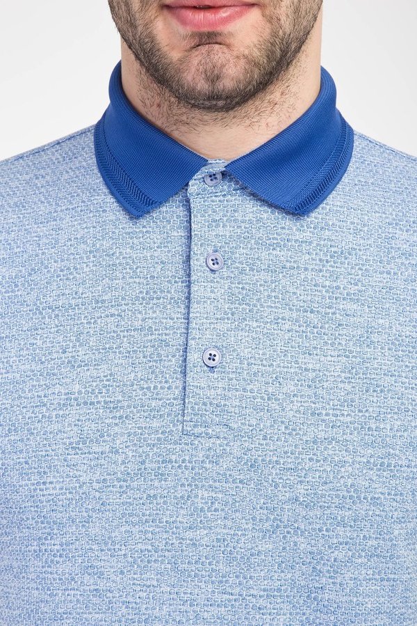 Kigili Herren Polo Shirt gemustert - Blau