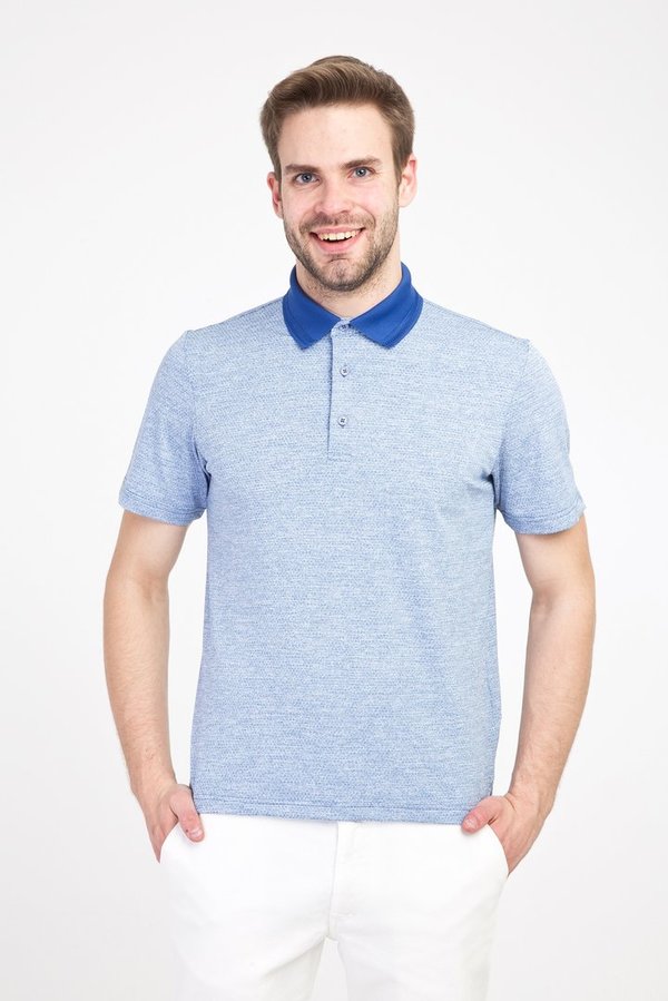 Kigili Herren Polo Shirt gemustert - Blau